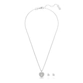 Idyllia set, Crystal pearl, Heart, White, Rhodium plated